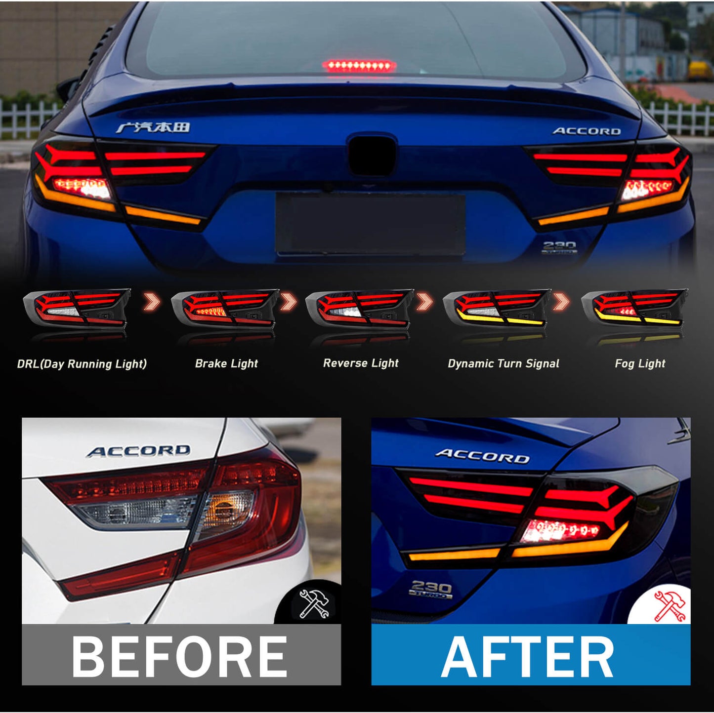 HCMOTION Taillights For Honda Accord 2018-2021