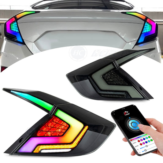 HCMOTION RGB LED Taillights Honda Civic 2016-2021 Colorful DRL Start UP Animation