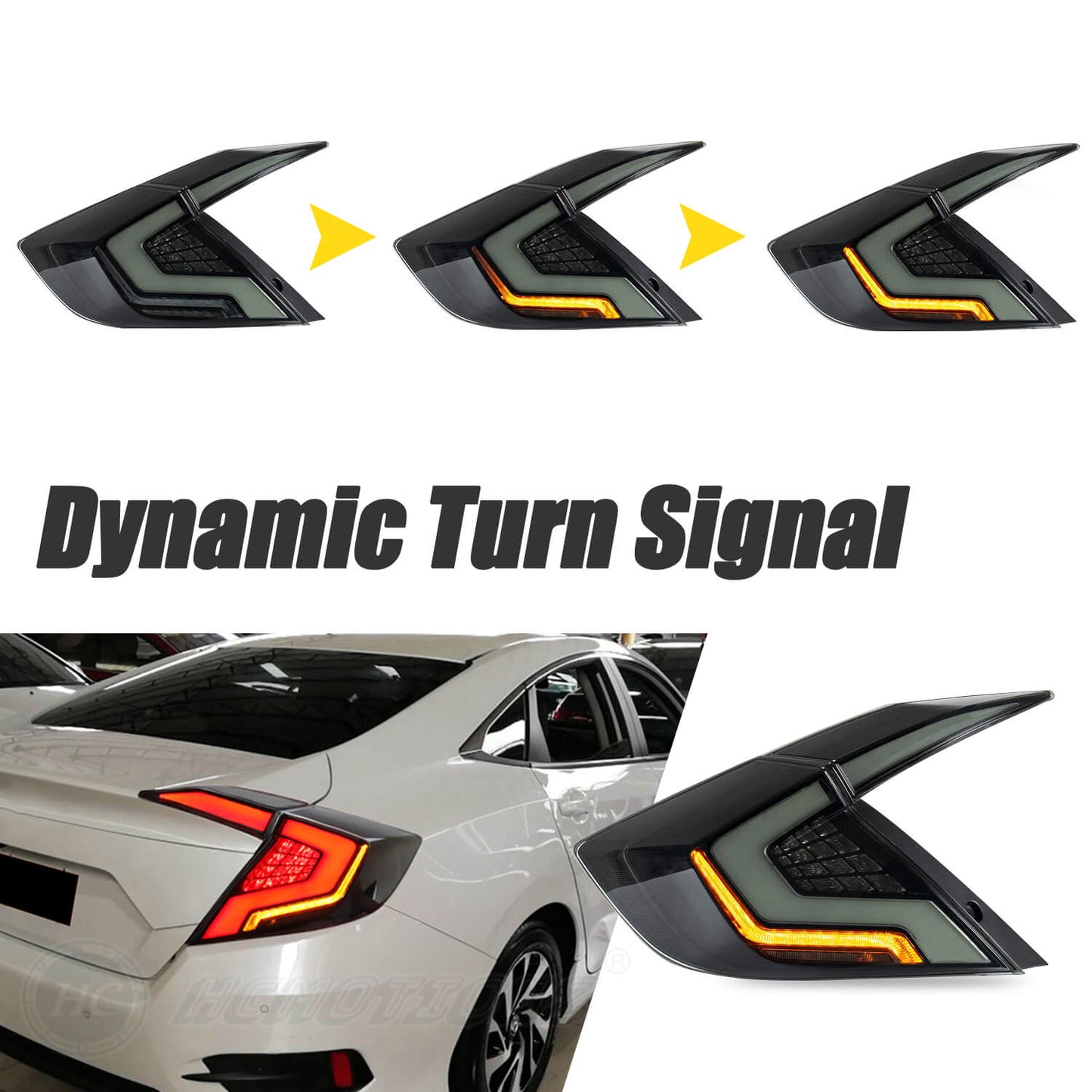 HCMOTION RGB LED Taillights Honda Civic 2016-2021 Colorful DRL Start UP Animation