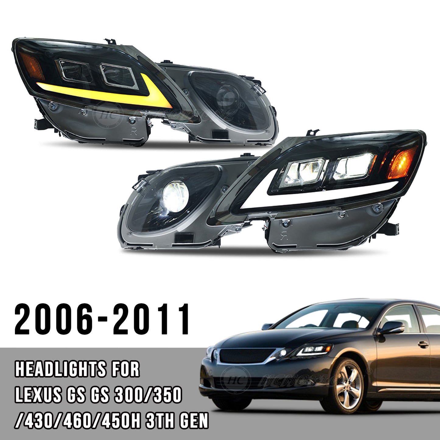 HCMOTIONZ LED Headlights For Lexus Gs Gs300/350/430/460/450h 3th Gen 2006-2011