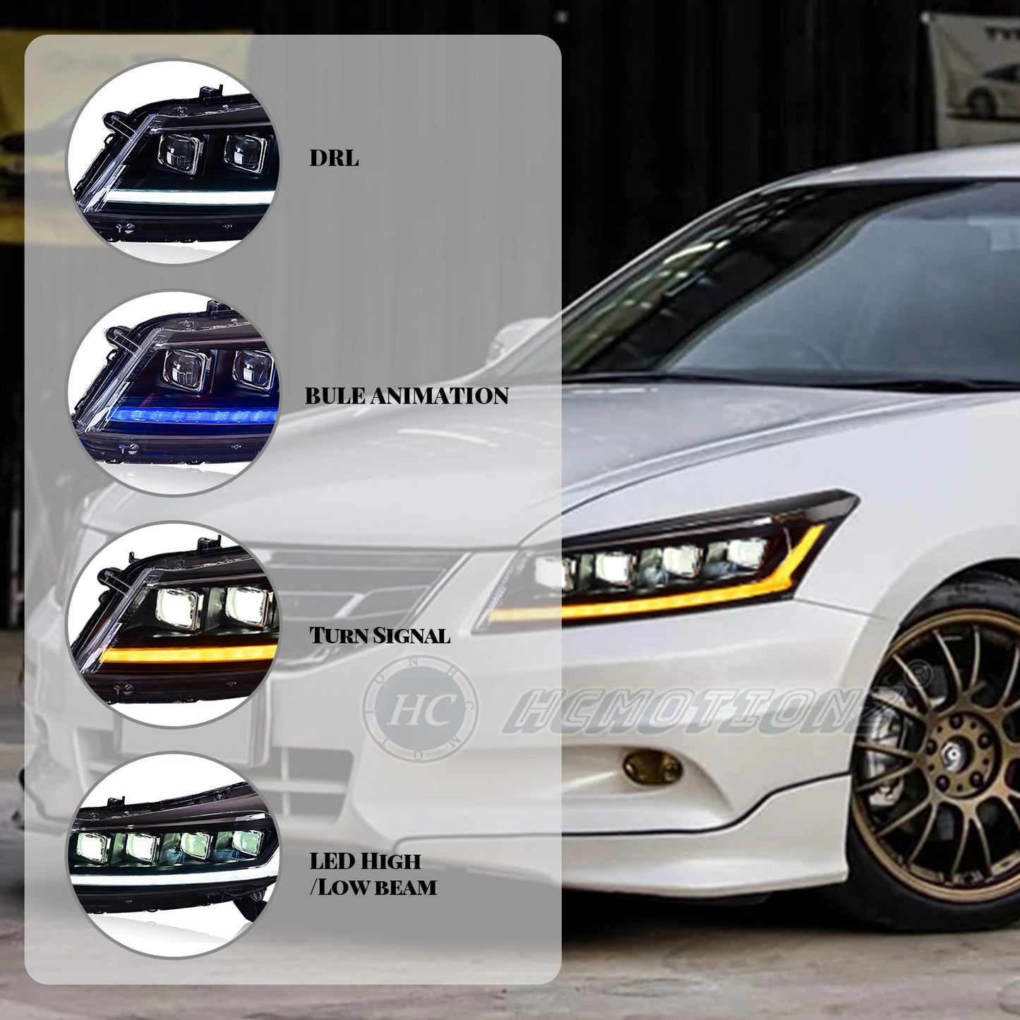 HCMOTIONZ For Honda Accord LED Headlights 2008-2012