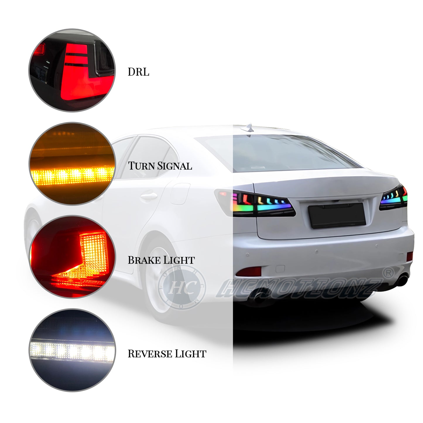 HCMOTION LED RGB Tail Light For Lexus IS250 IS350 ISF 2006-2013