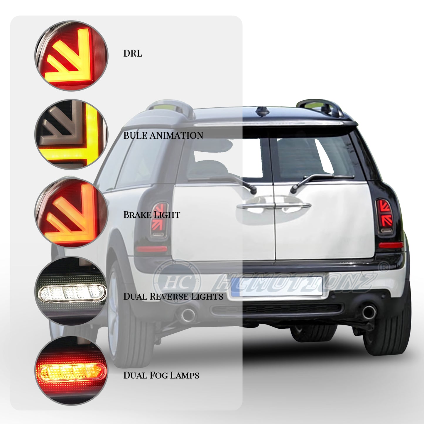 HCMOTION LED Tail Lights For BMW Mini R55 2007-2014 Sequential Turn Signal DRL Start up Animation Car Back Lamps