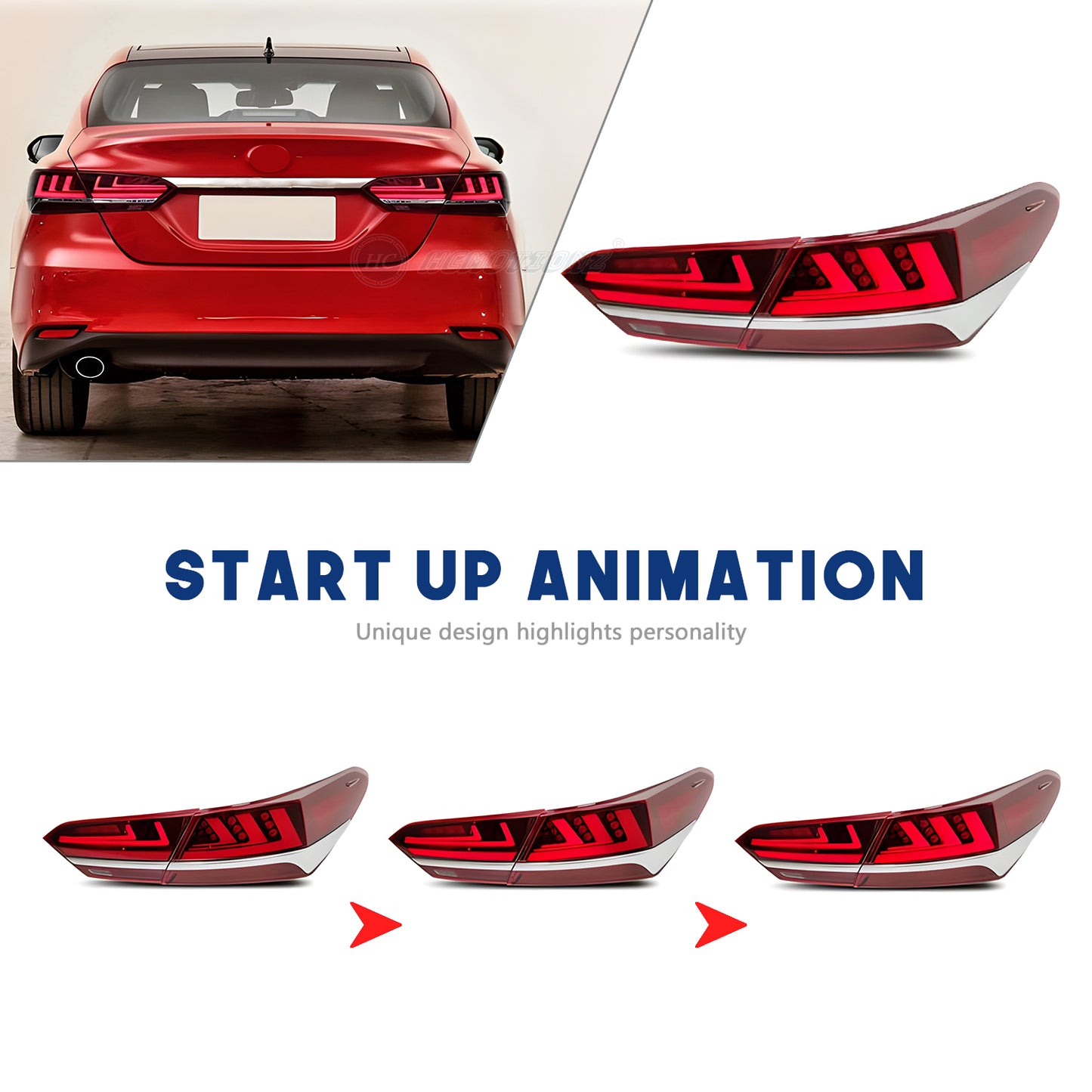 HCMOTION Taillights Fit/For Toyota Camry 2018-2024 With silver strip