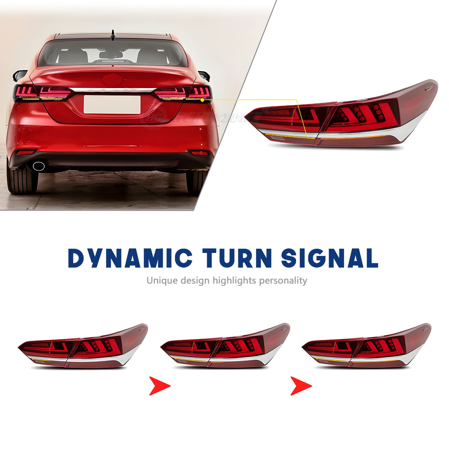 HCMOTION Taillights Fit/For Toyota Camry 2018-2024 With silver strip