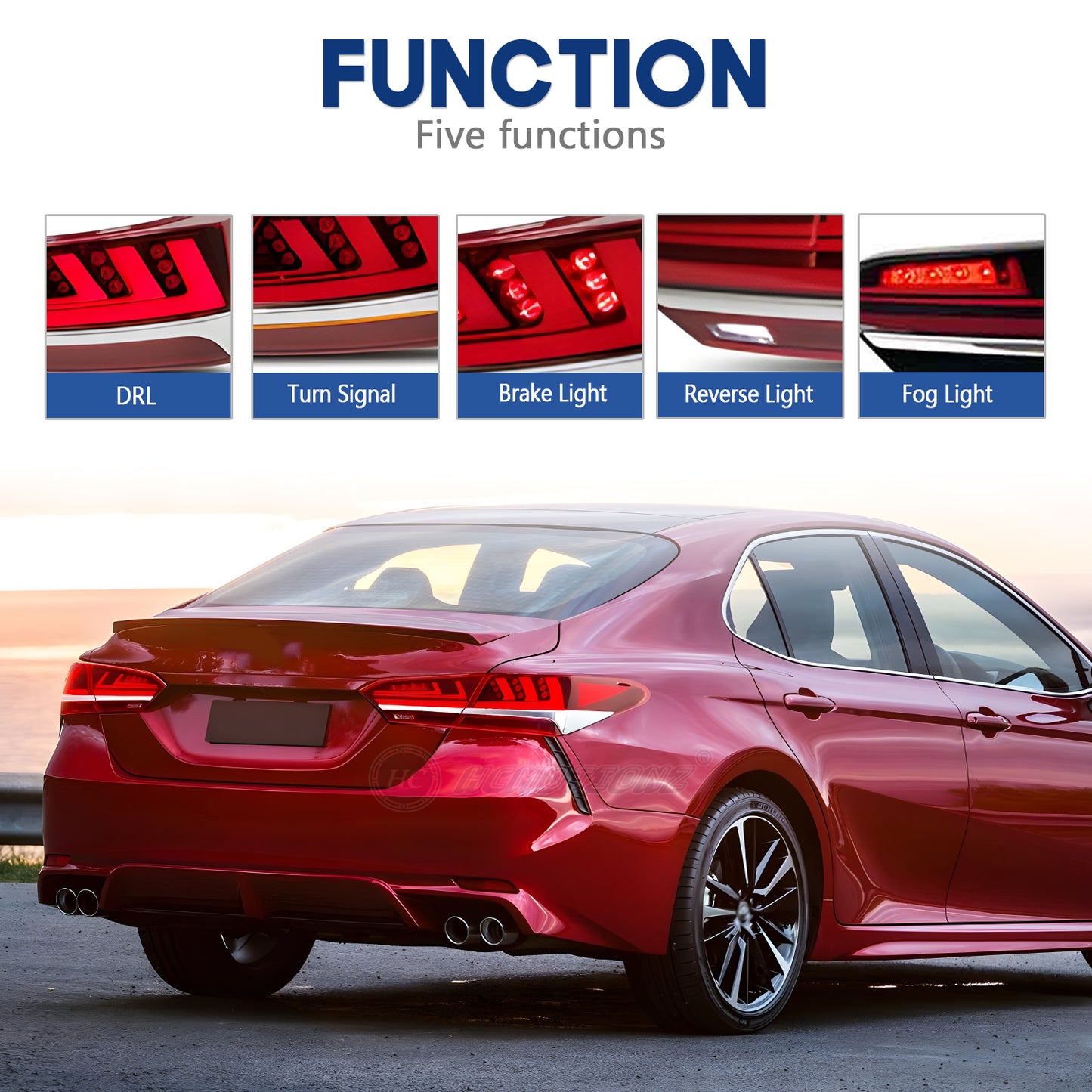 HCMOTION Taillights Fit/For Toyota Camry 2018-2024 With silver strip