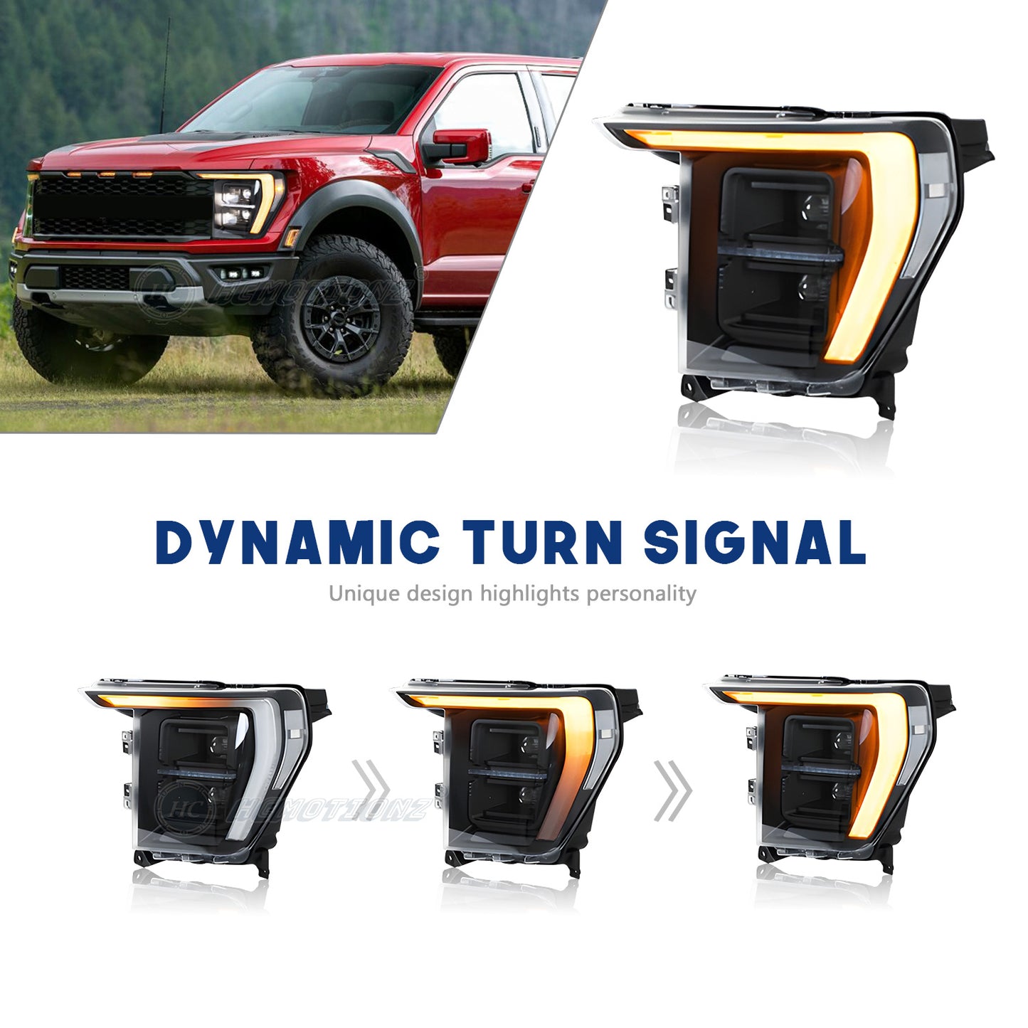 HCMOTIONZ LED Headlights For Ford F150 2021-2024 High Quality Car Accessories Trendy New Design Front Lamp