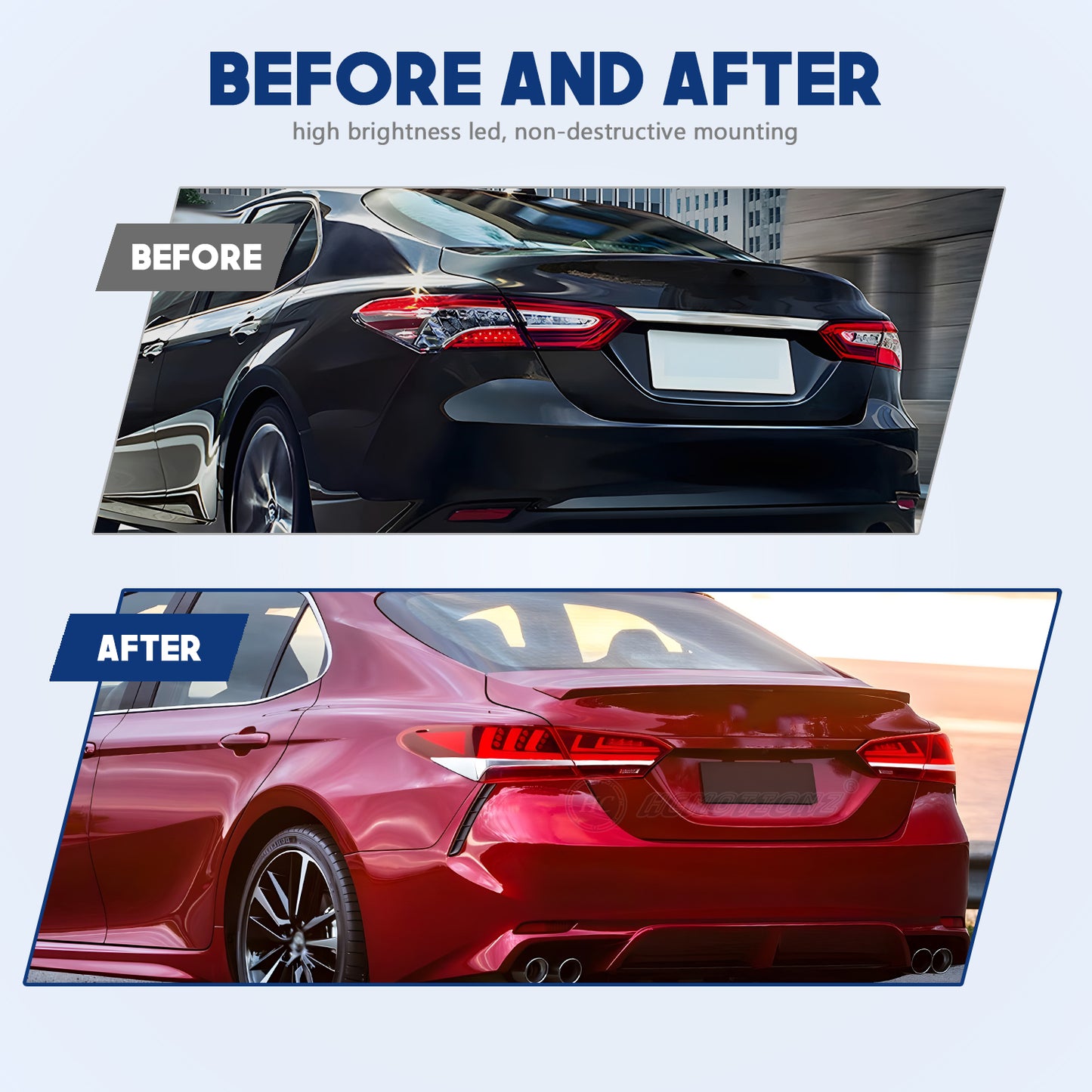 HCMOTION Taillights Fit/For Toyota Camry 2018-2024 With silver strip
