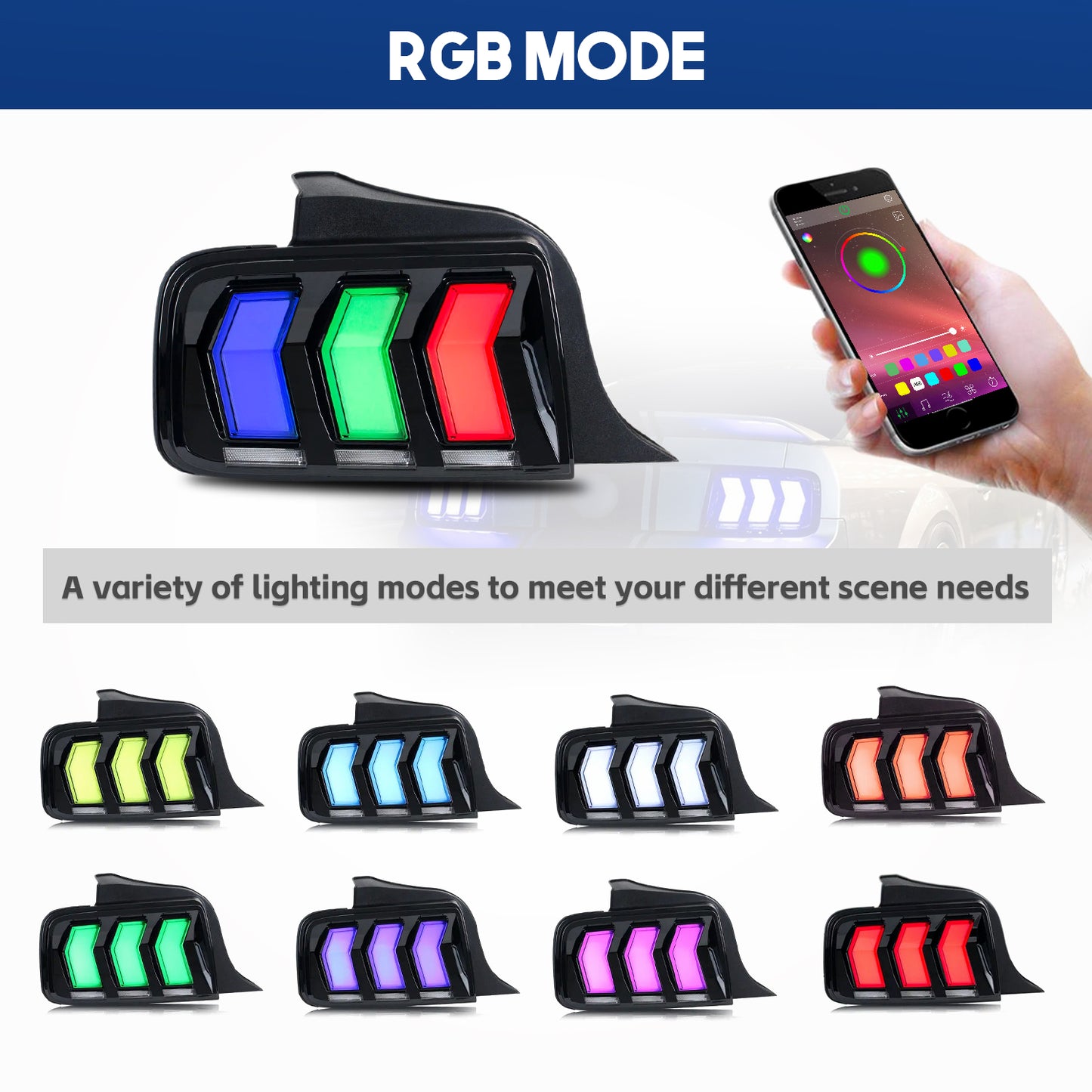 HCMOTION LED RGB Tail lights For Ford Mustang 2005-2009 Rear Lamp