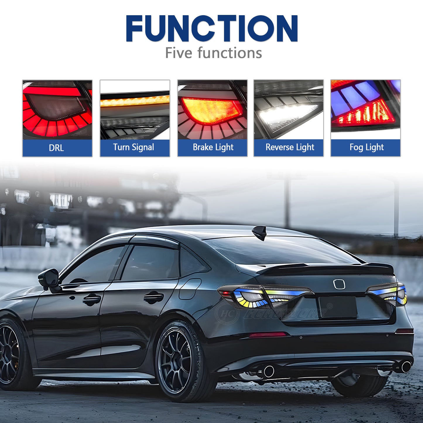 HCMOTION 11th Gen Honda Civic RGB LED Tail Lights 2022-2025 Sedan