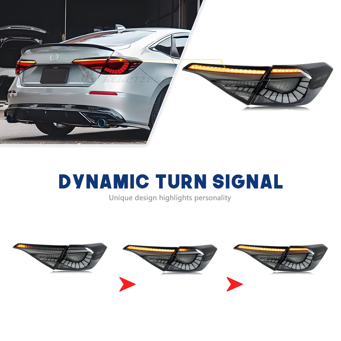 HCMOTION 11th Gen Honda Civic RGB LED Tail Lights 2022-2025 Sedan