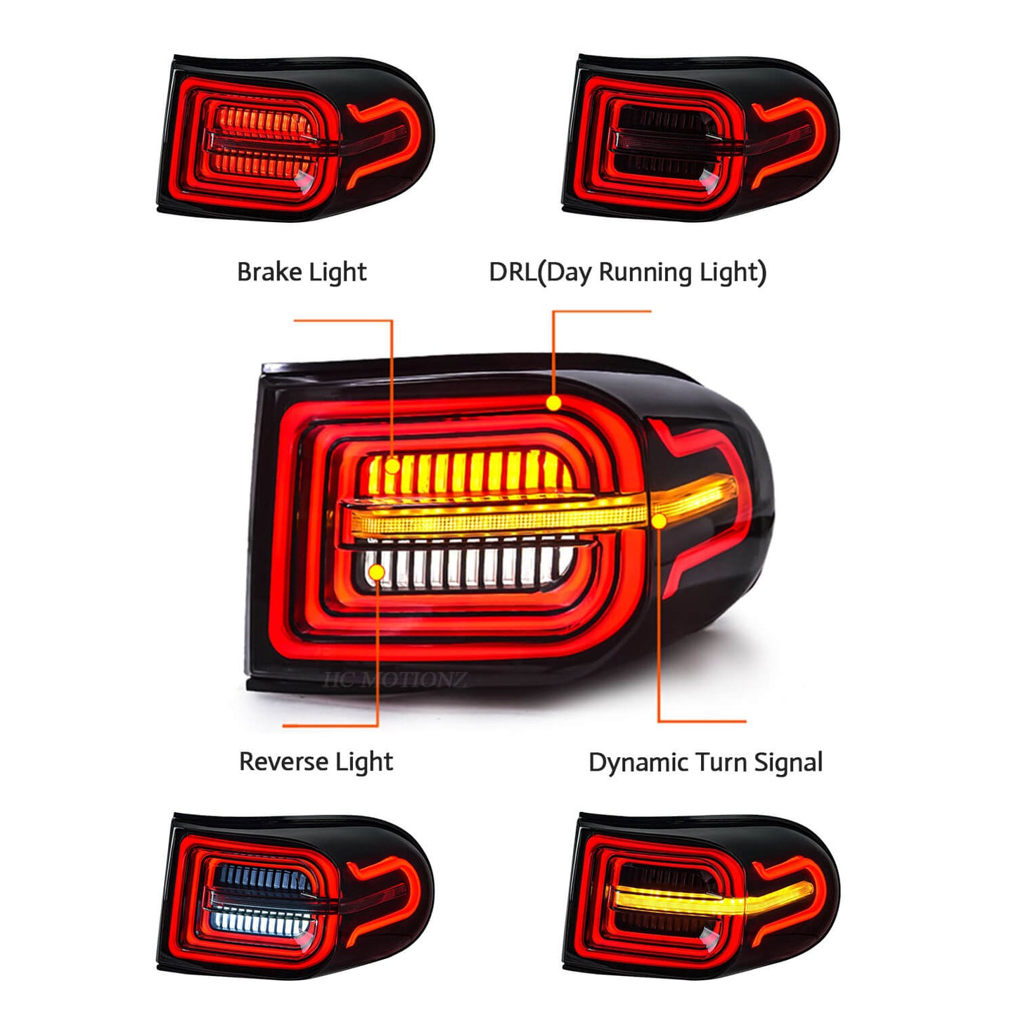 HCMOTION LED Tail Lights For Toyota FJ Cruiser 2007-2015
