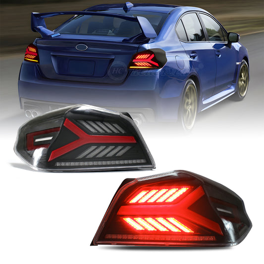 HCMOTION LED Tail Lights for Toyota Subaru WRX STI 2015-2021 DRL Start UP Animation Rear Back Lamps