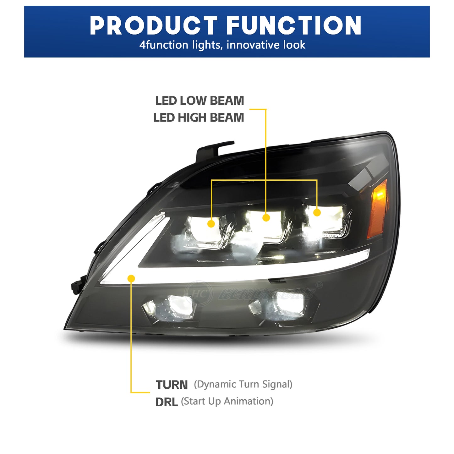 HCMOTION LED Headlights for Lexus RX330 RX350 RX400h 1998-2003 DRL Start UP Animation High Quality Continuous Front lights