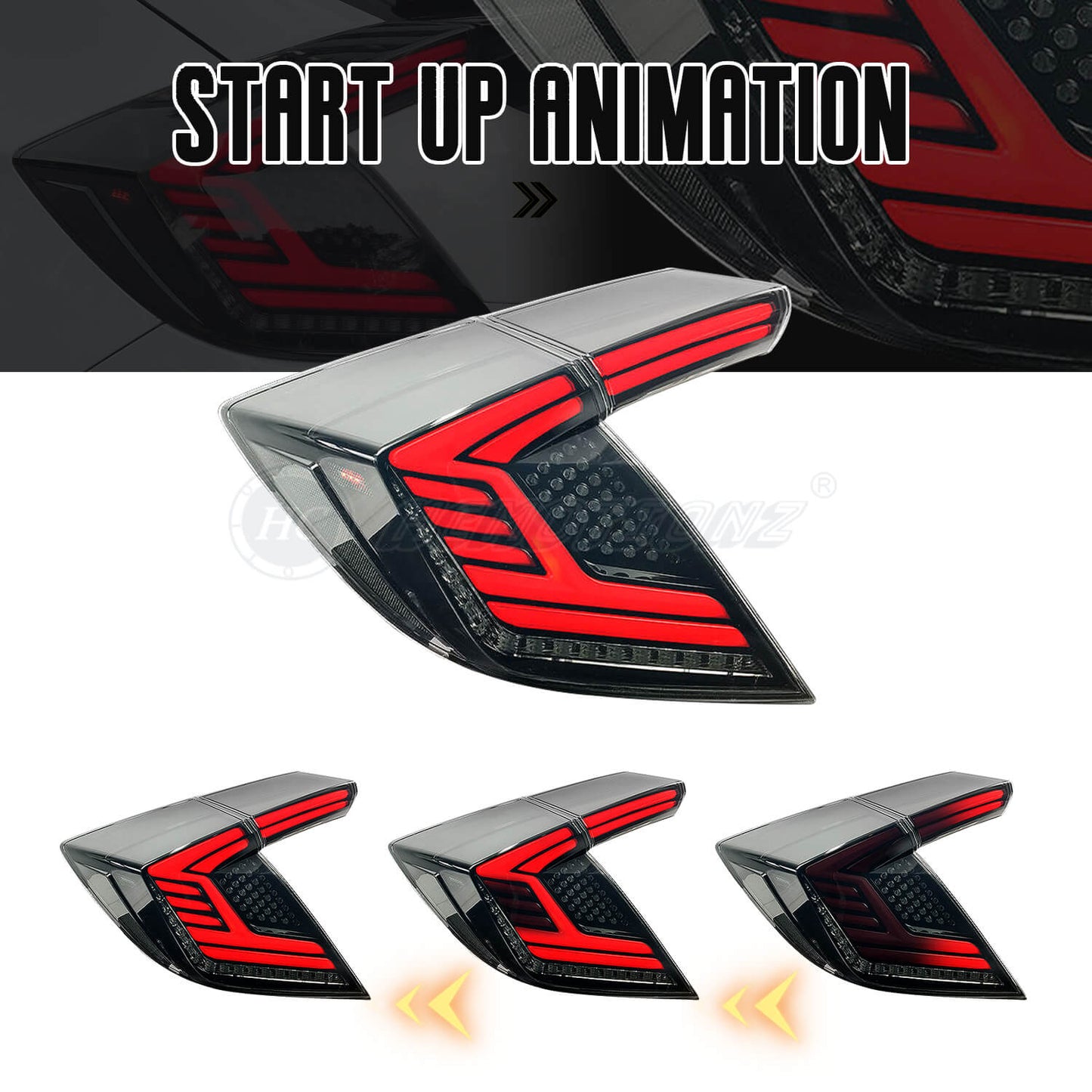 HCMOTIONZ Rear Lamp for Honda Civic Hatchback 2017-2021 Taillights