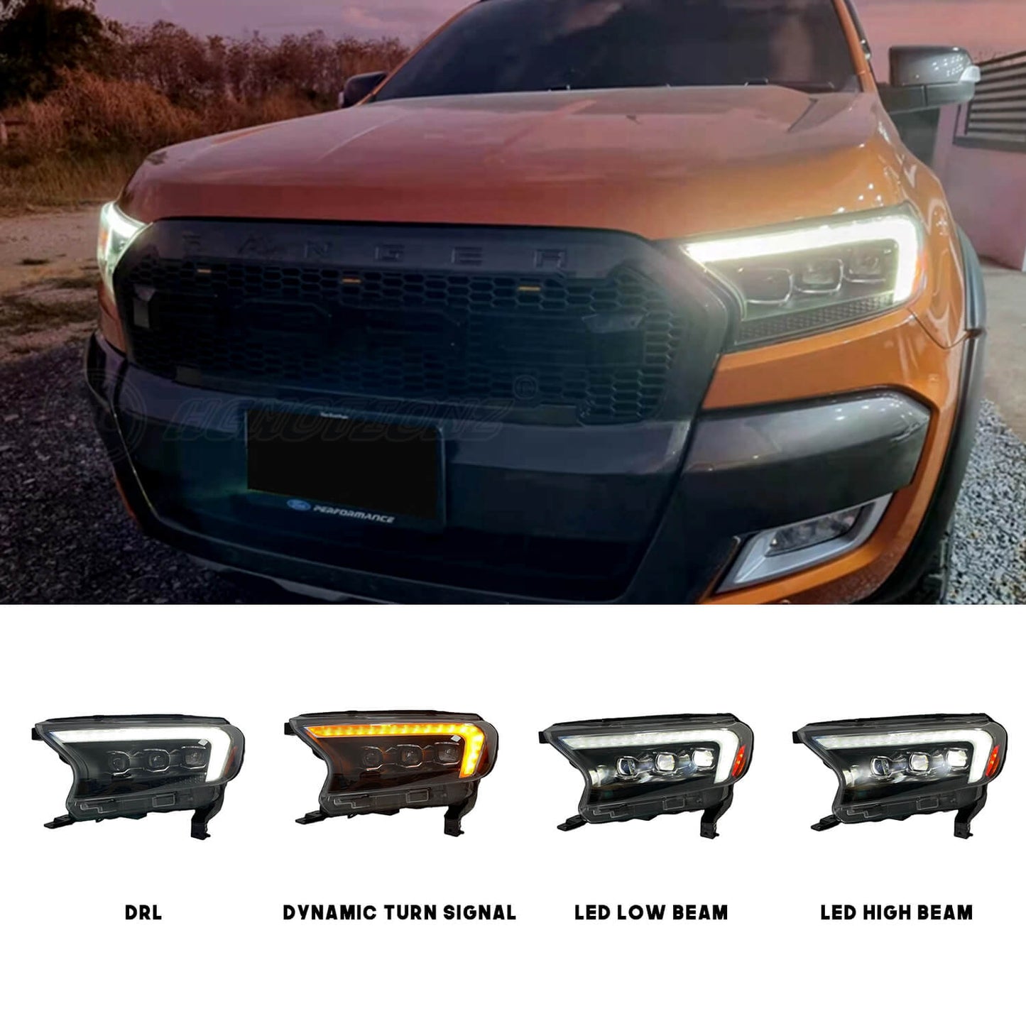 HCMOTION 2015-2020 Headlights For Ford Ranger