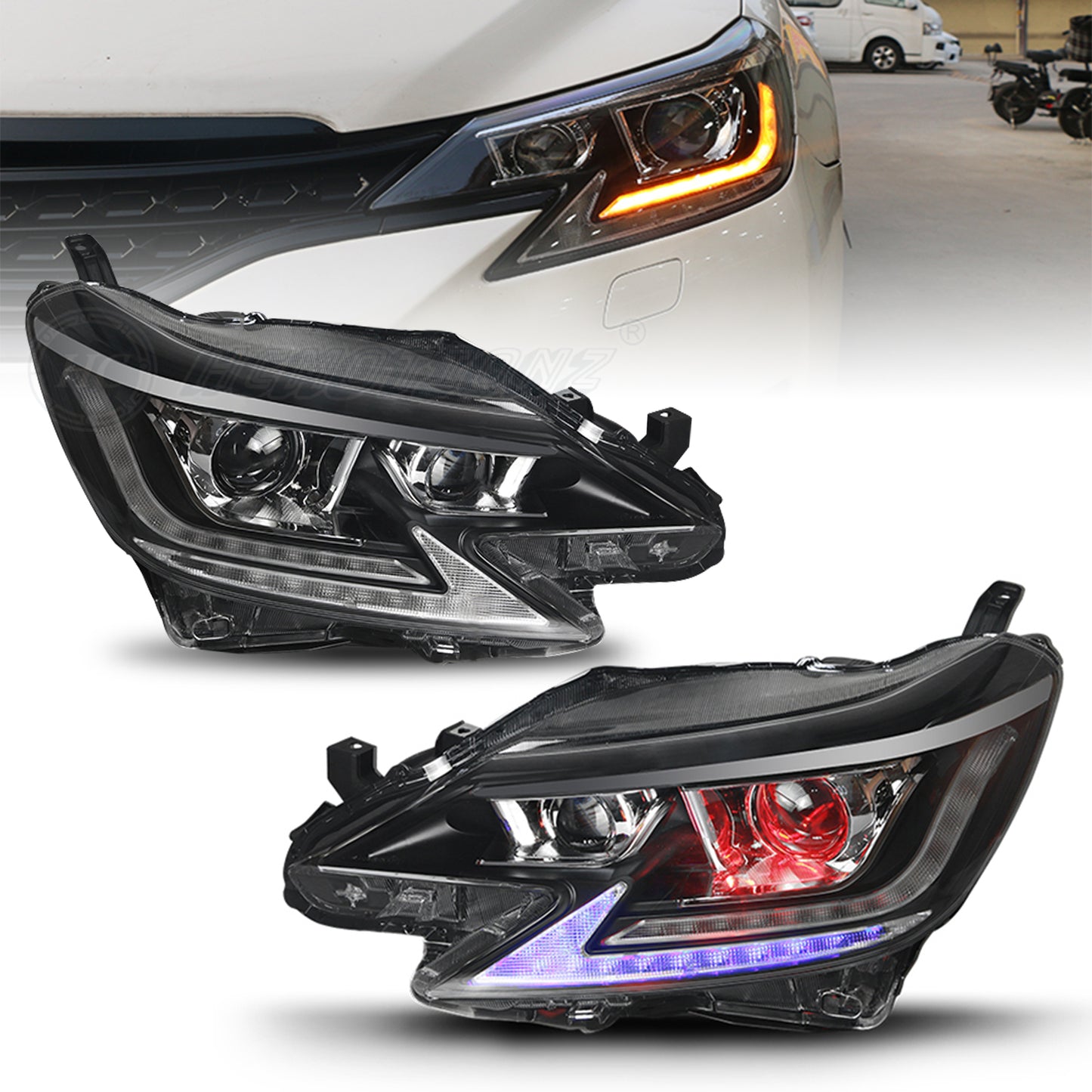 HCMOTION LED Headlights 14-19 For Toyota Mark X /Reiz