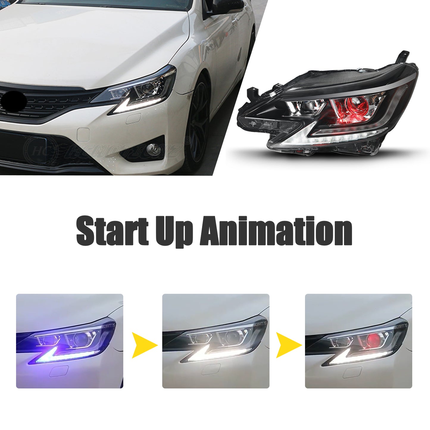 HCMOTION LED Headlights 14-19 For Toyota Mark X /Reiz