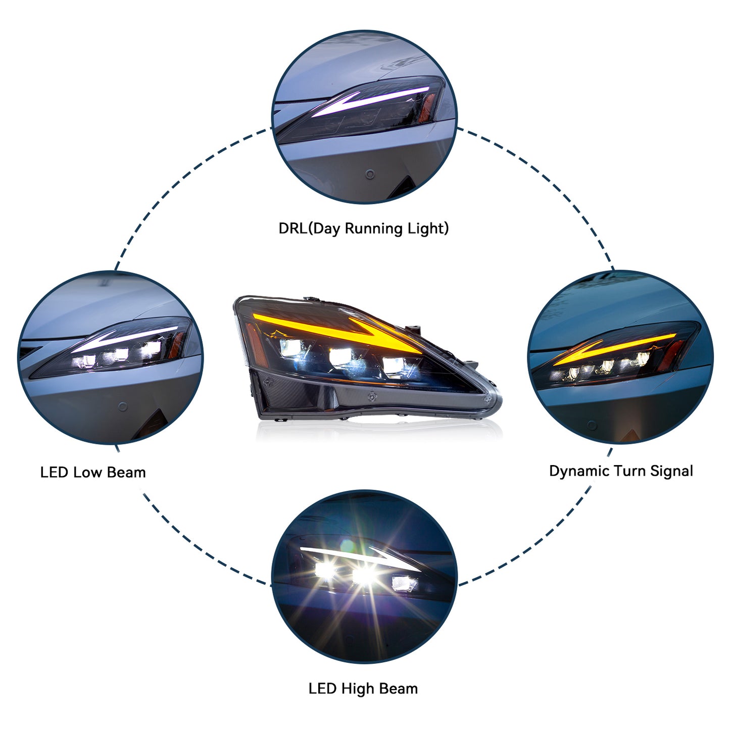 HCMOTION LED Head Light For Lexus IS250 IS350 C ISF 2006-2013