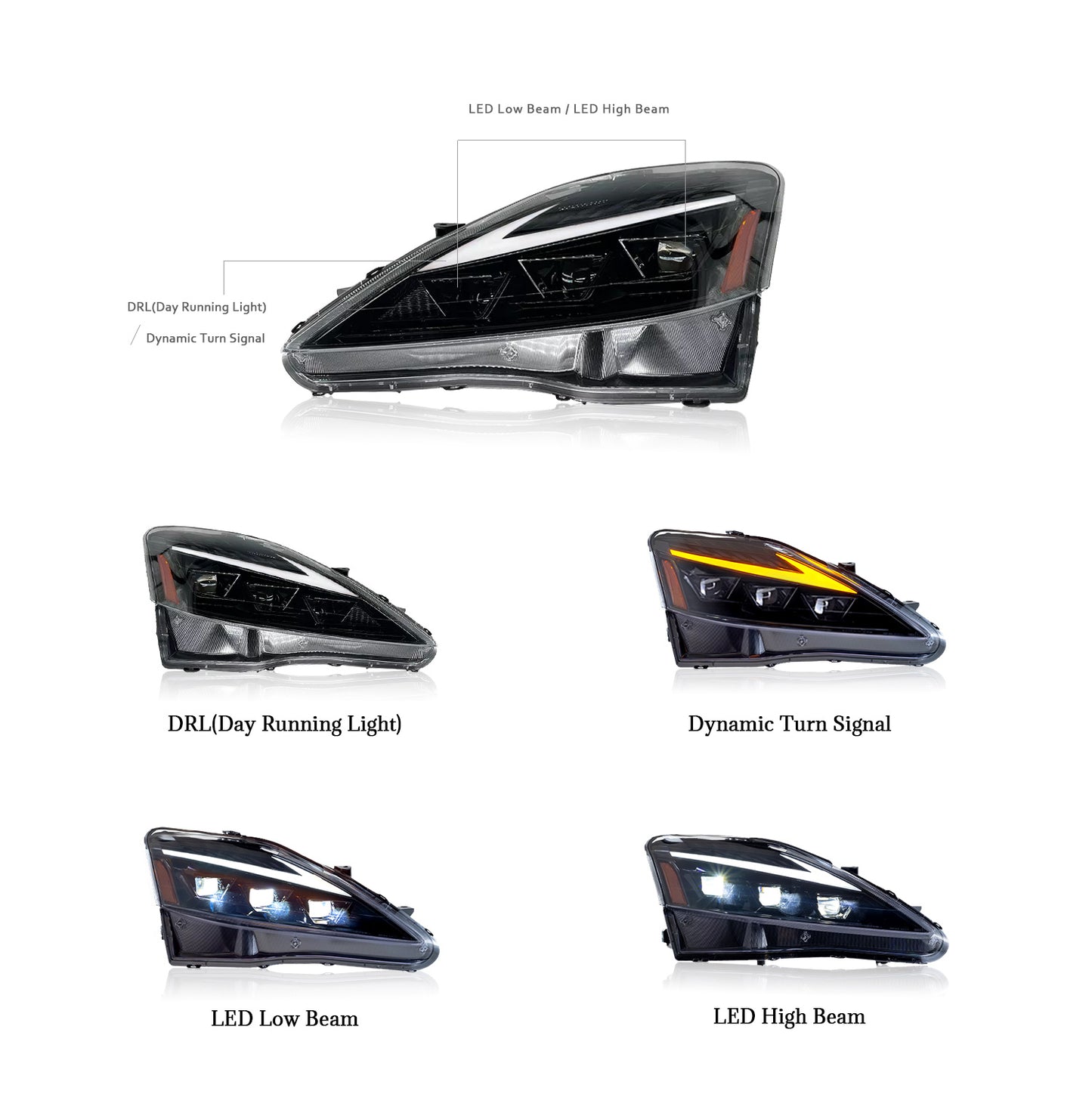 HCMOTION LED Head Light For Lexus IS250 IS350 C ISF 2006-2013