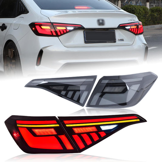 HCMOTION 4PCS LED Tail Lights for 2022-2025 Honda Civic Sedan 11th Gen Smoked Rear Light