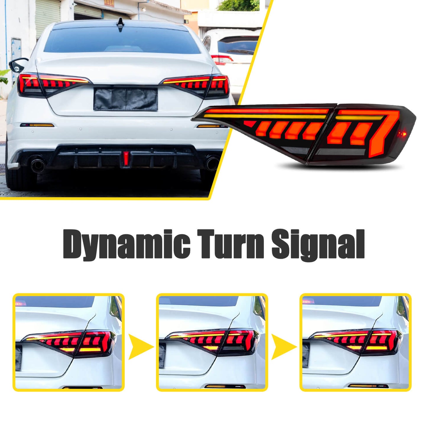 HCMOTION 11th Gen Honda Civic 2022 2023 Sedan Tail Lights