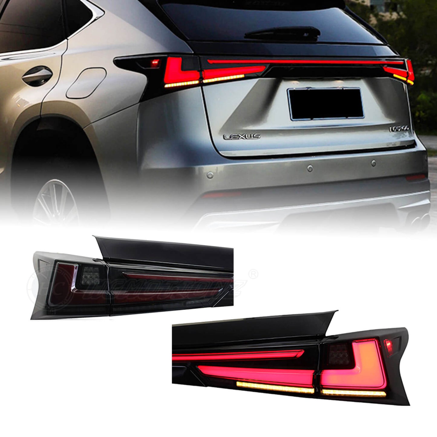 HCMOTIONZ for Lexus NX200 NX300 LED Tail Lights And intermediate lamp 2014-2022