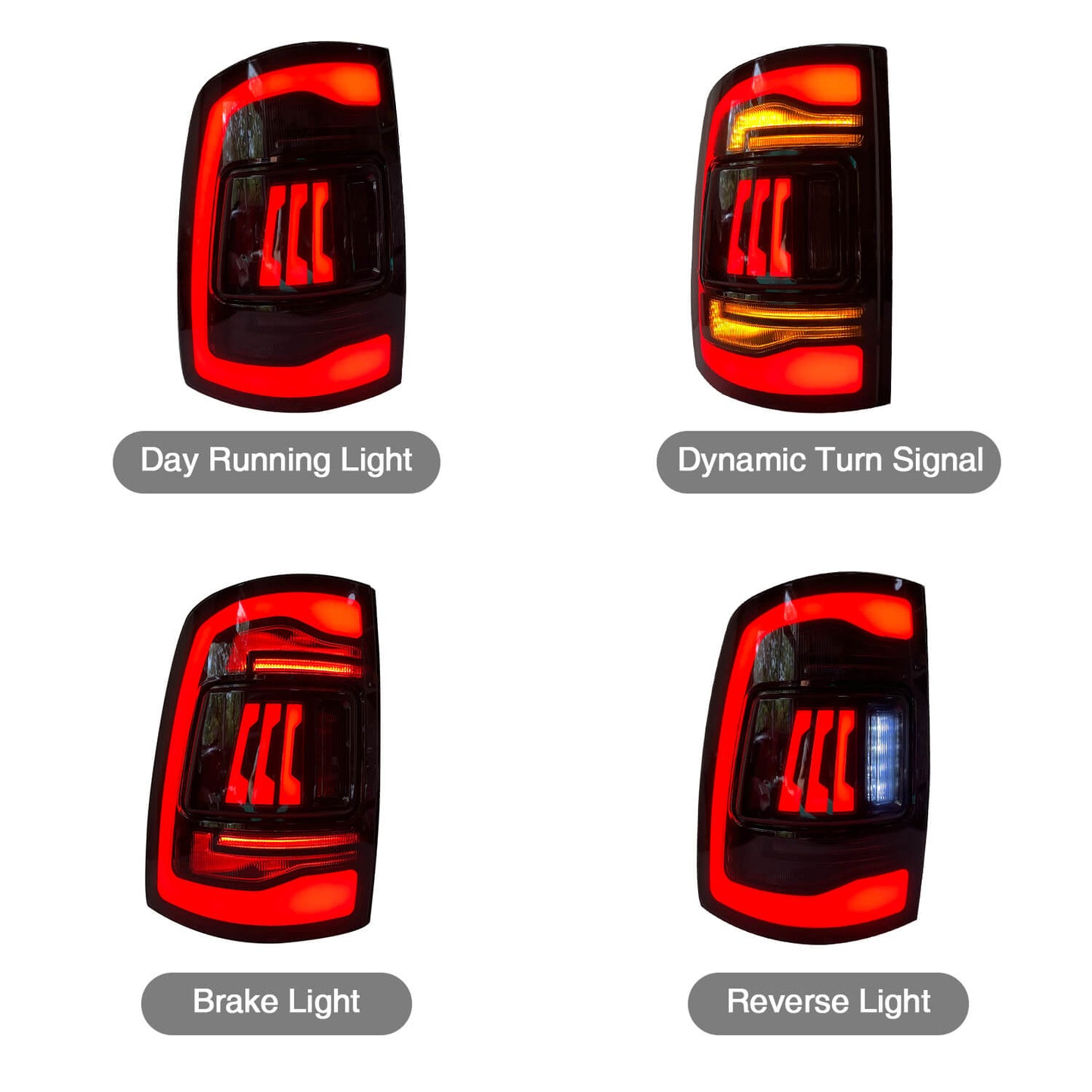 HCMOTION LED Tail Lights for Dodge 09-18 RAM1500/13-18 RAM2500