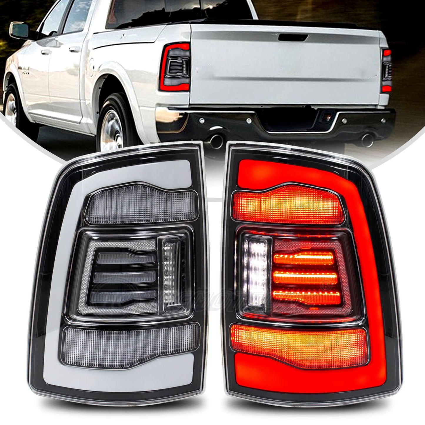HCMOTION LED Tail Lights for Dodge Ram 2009-2018