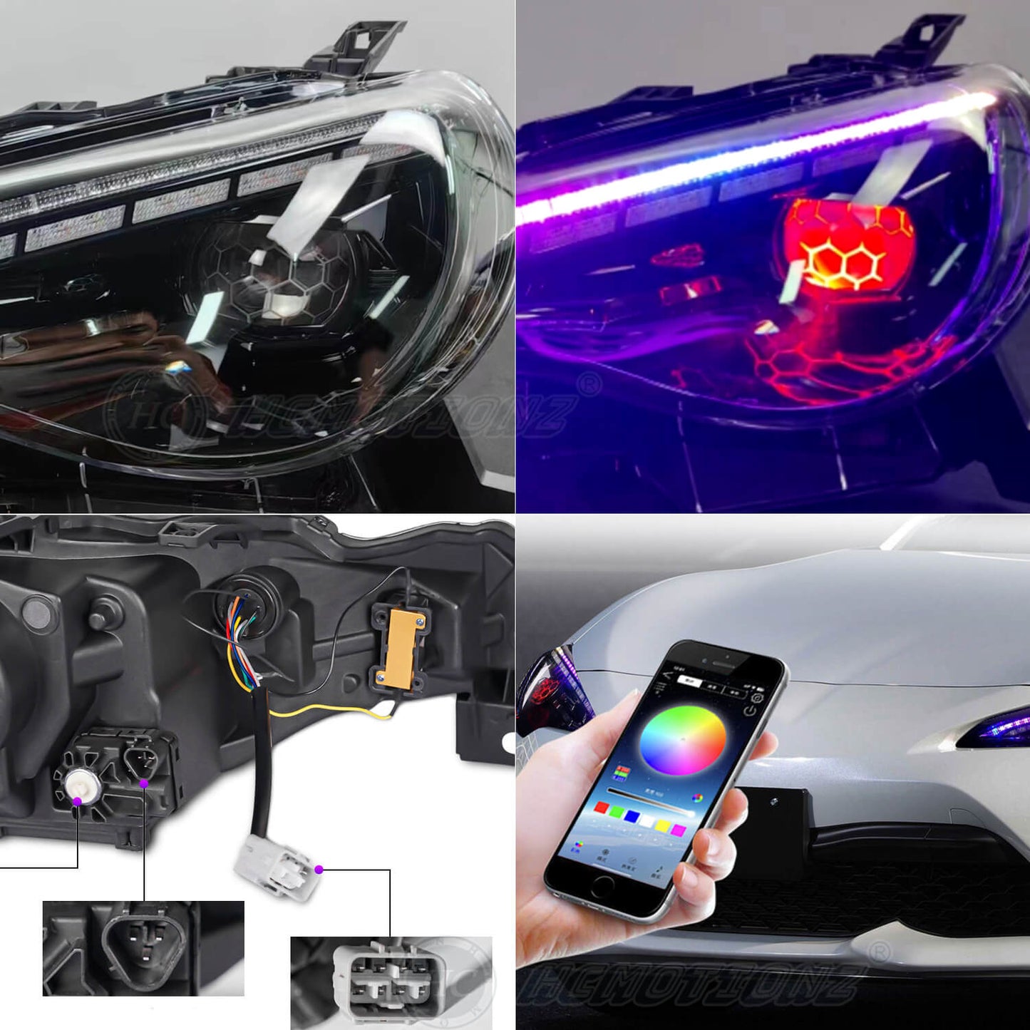 LED RGB Cellular Headlights For Subaru BRZ 2012-2021 Toyota 86