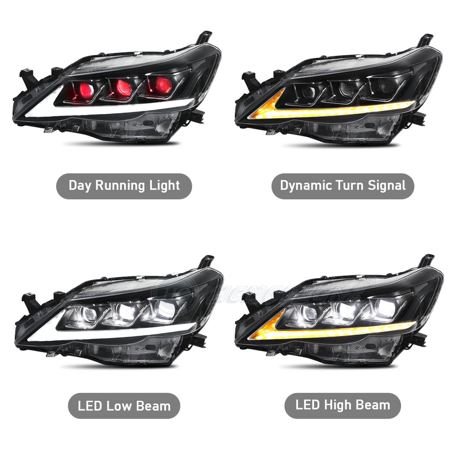 HCMOTION LED Headlights 10-13 For Toyota Mark X /Reiz
