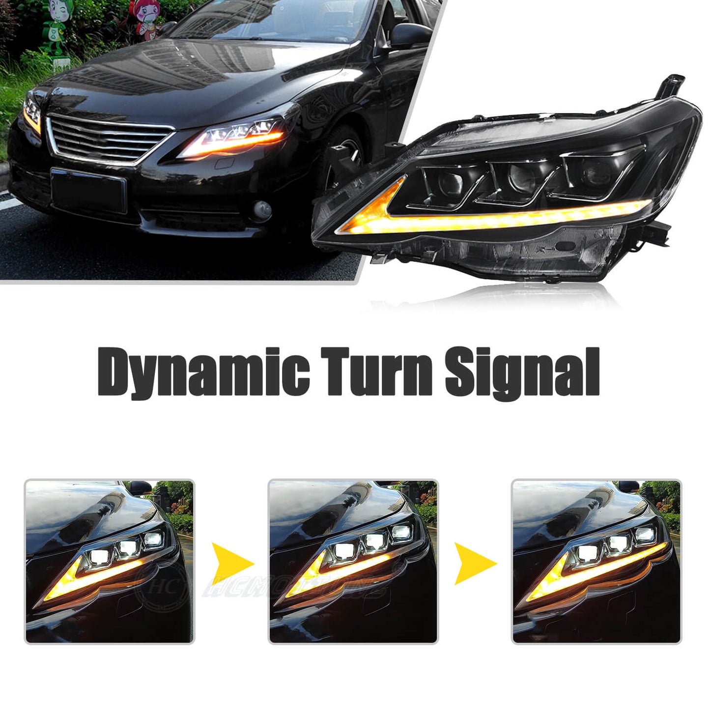HCMOTION LED Headlights 10-13 For Toyota Mark X /Reiz