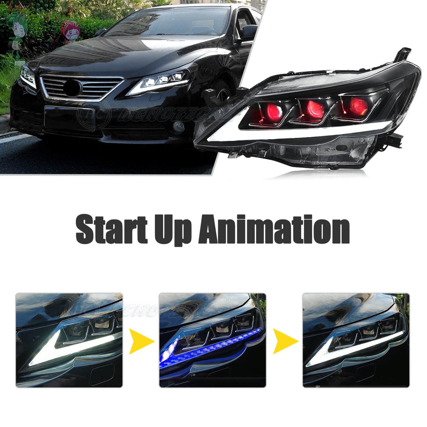 HCMOTION LED Headlights 10-13 For Toyota Mark X /Reiz