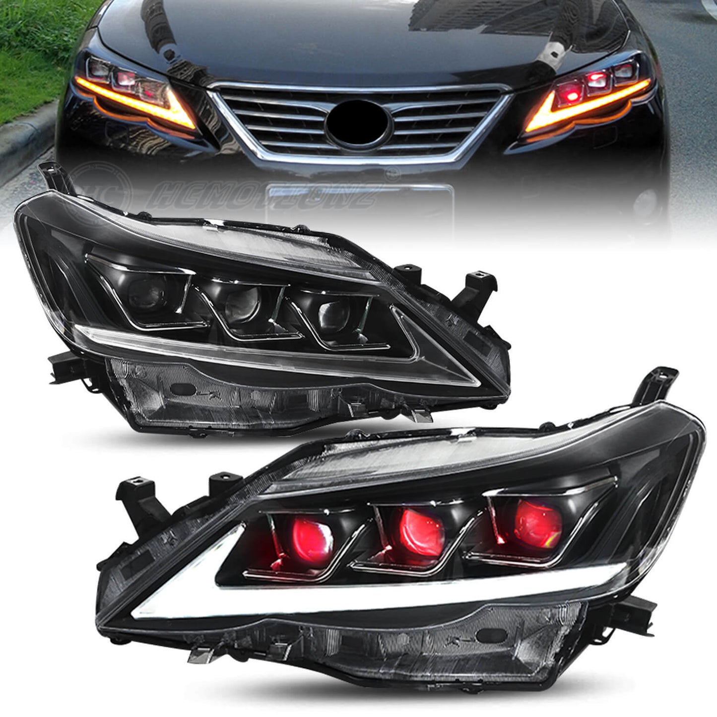 HCMOTION LED Headlights 10-13 For Toyota Mark X /Reiz
