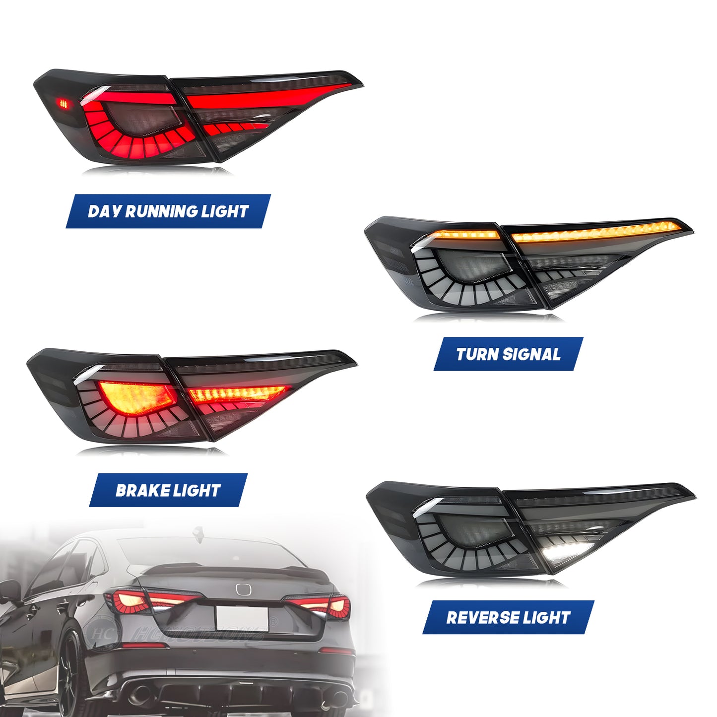 HCMOTION 11th Gen Honda Civic RGB LED Tail Lights 2022-2025 Sedan