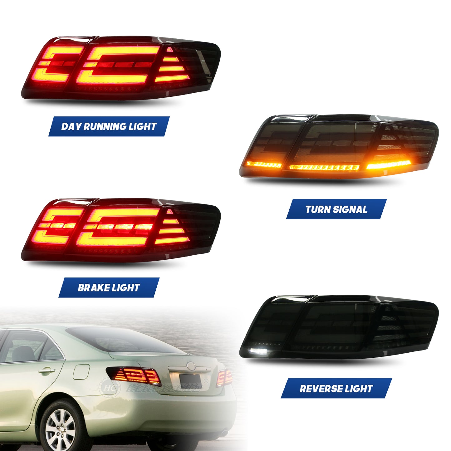 HCMOTION LED LED Tail Lights for Toyota Camry 2007-2011 USA Version Xv40 Aurion