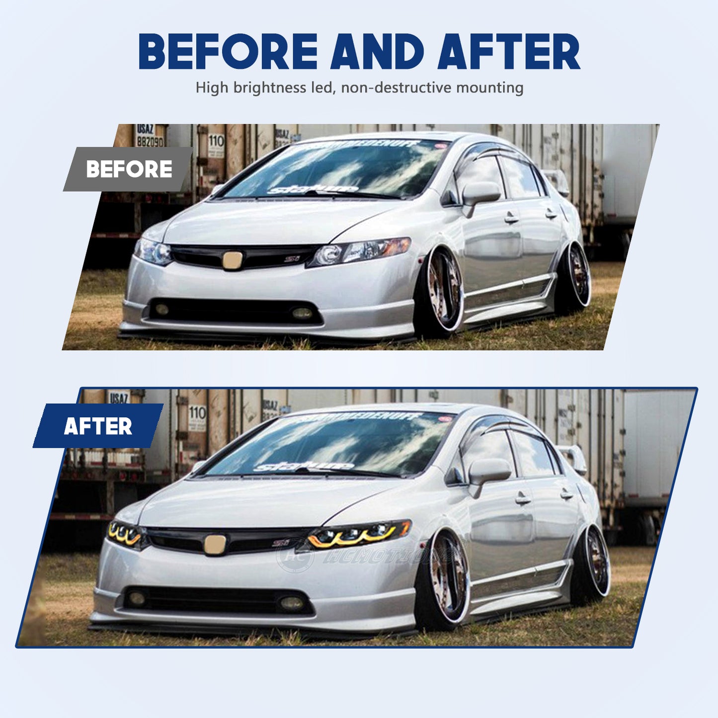 HCMOTION LED Head Lights for Honda Civic 2006-2011 8th Gen 4Doors Sedan