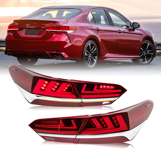 HCMOTION Taillights Fit/For Toyota Camry 2018-2024 With silver strip