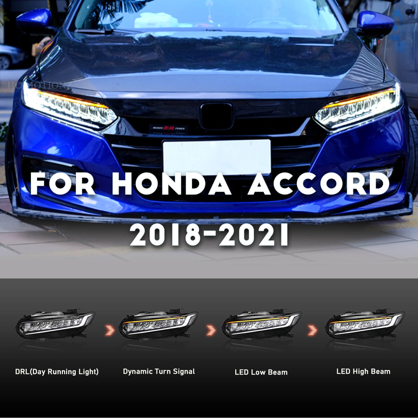 HCMOTION LED Headlights For Honda Accord 2018 to 2021