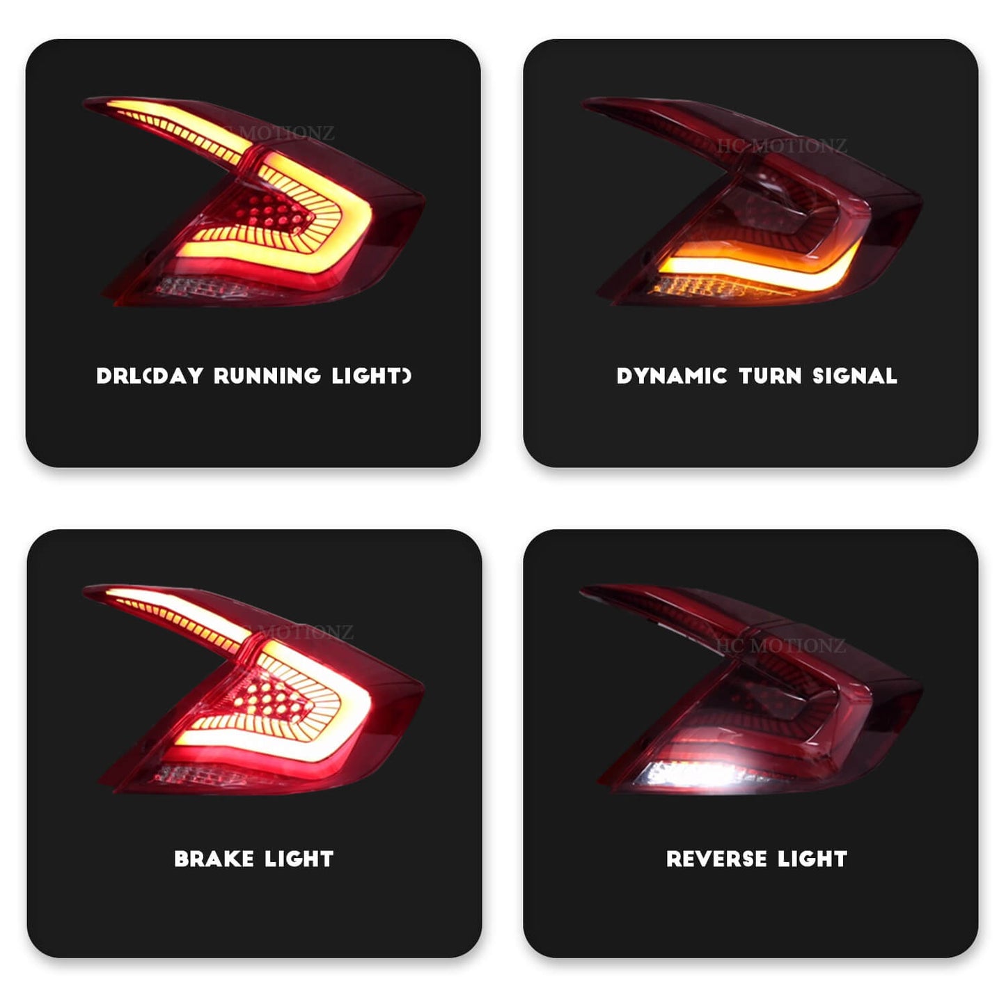 HCMOTION LED Taillights For Honda Civic Sedan 2016-2021