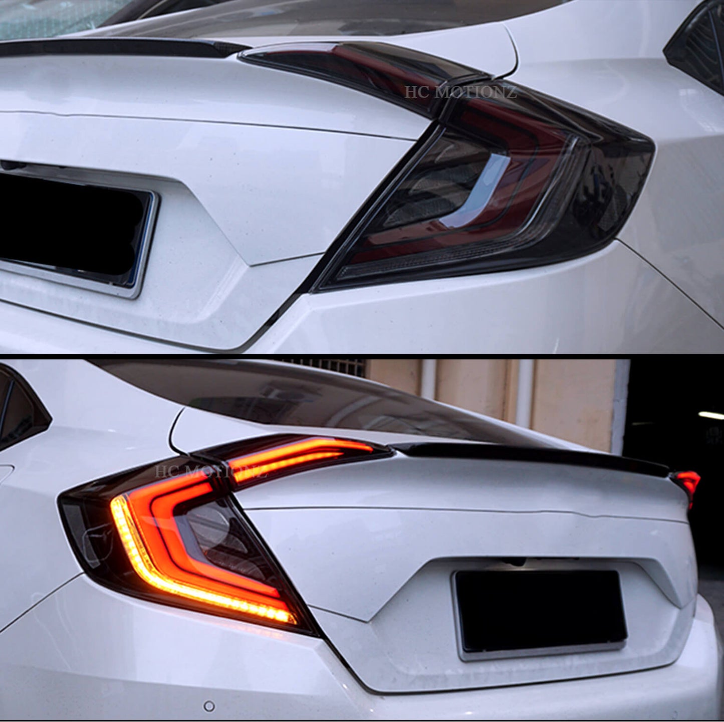 HCMOTION LED Tail Lights for Honda Civic 2016-2021 DRL Start Up Animation Rear Lamp Assembly