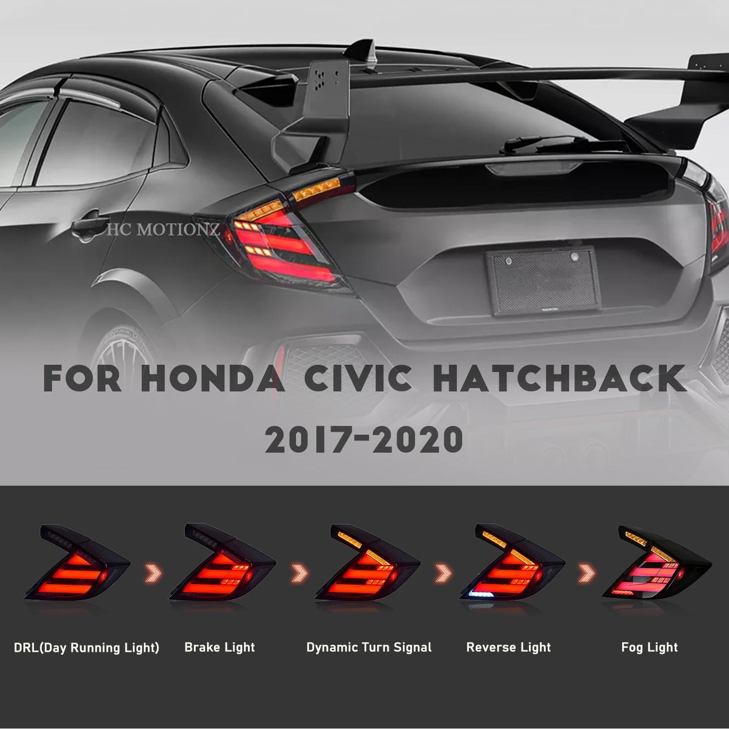 HCMOTIONZ LED Tail light for Honda Civic Hatchback 2017-2020