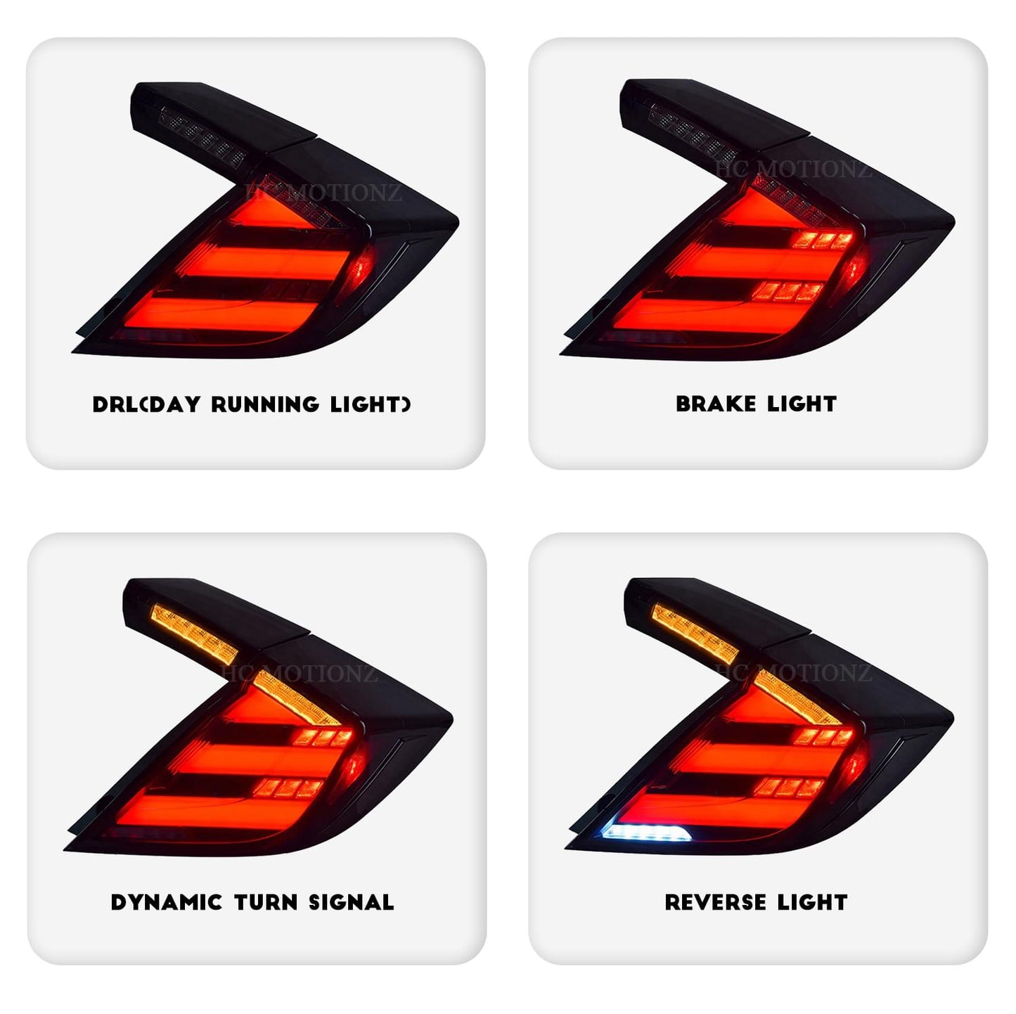 HCMOTIONZ LED Tail light for Honda Civic Hatchback 2017-2020