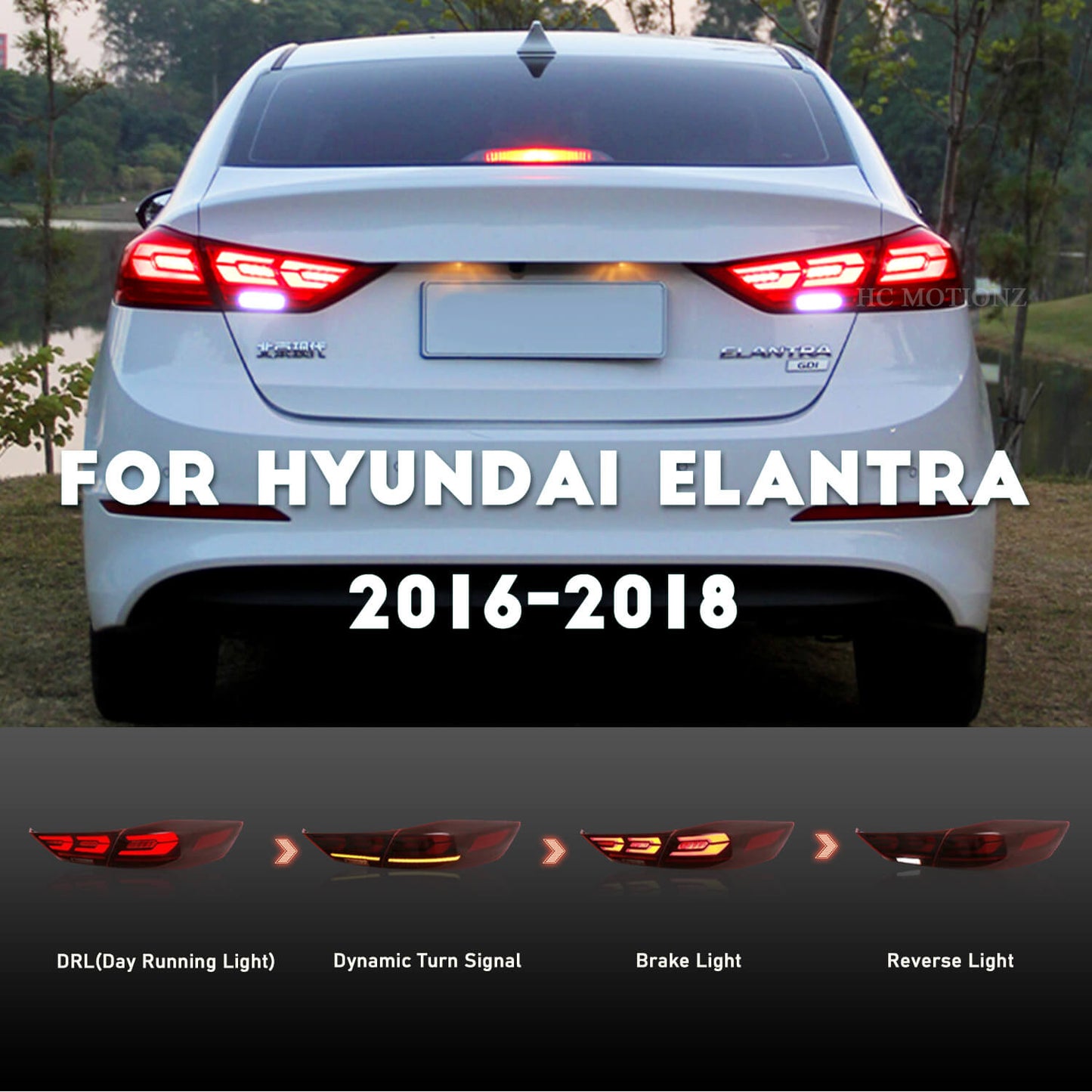 HCMOTION LED Tail Light For Hyundai Elantra 2016-2018