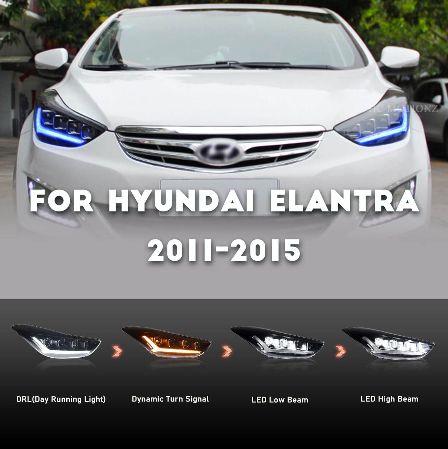 HCMOTION For Hyundai Elantra 2011-2015 Full LED Headlights