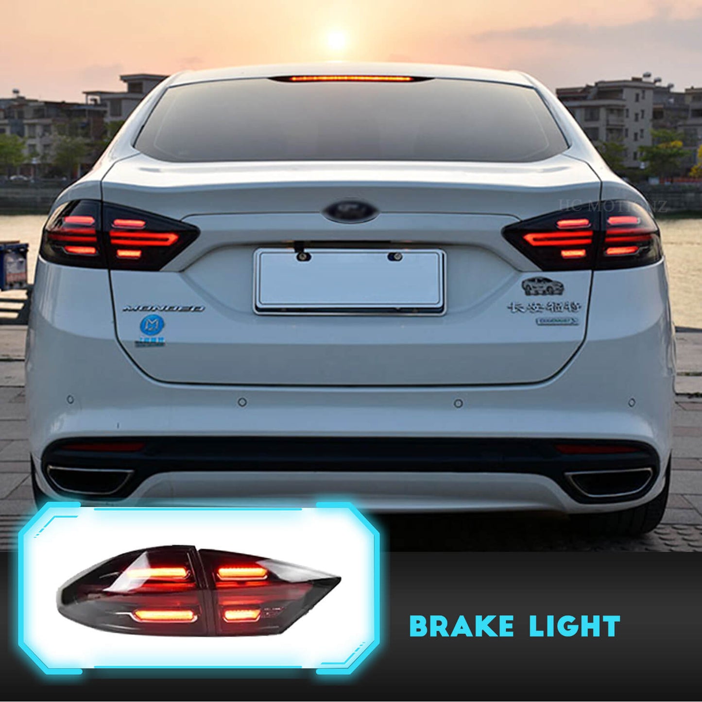 HCMOTION LED Tail Lights For Ford Fusion Mondeo 2013-2016 Dark Smoked Porsche Style 4PCS