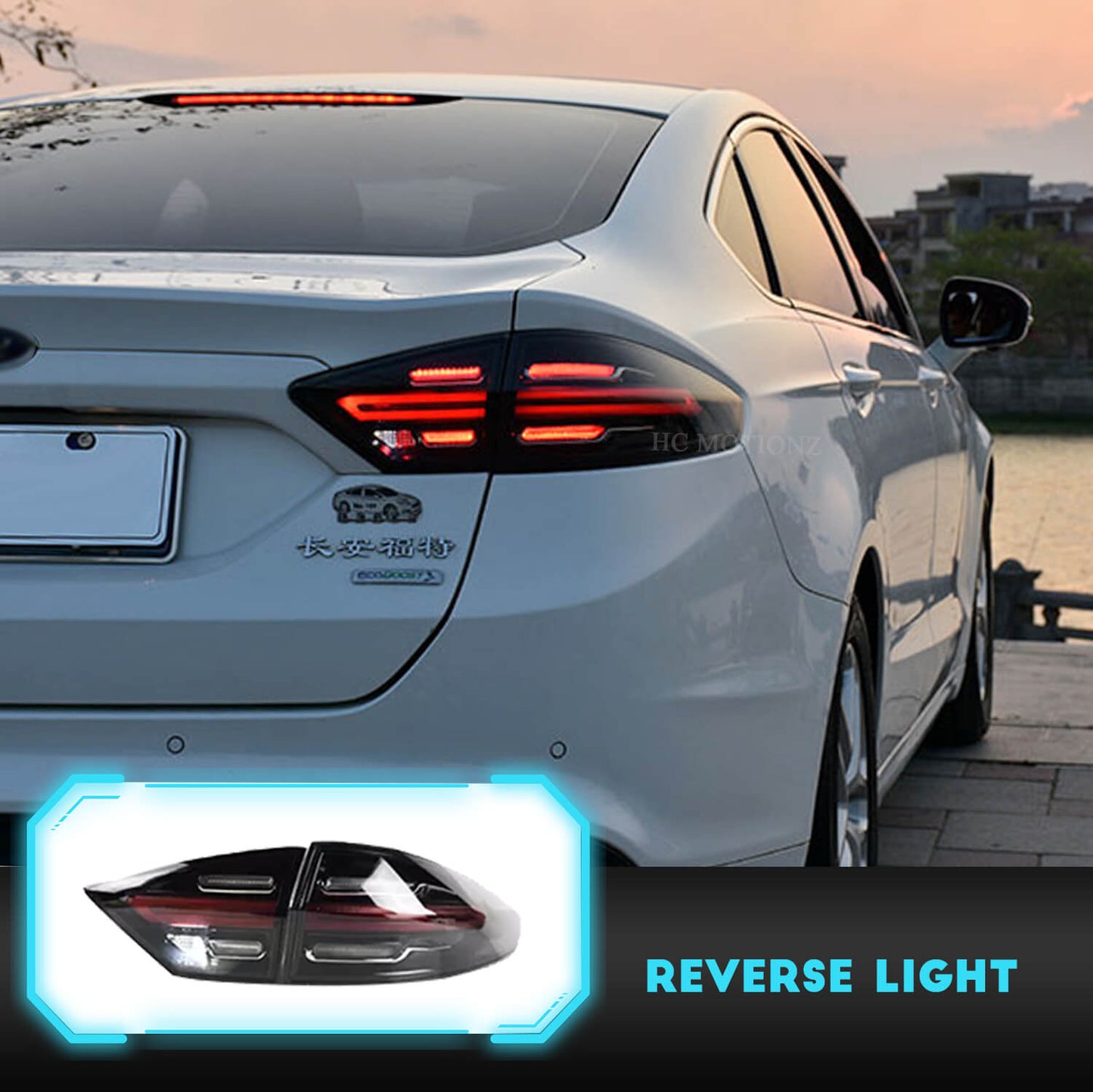 HCMOTION LED Tail Lights For Ford Fusion Mondeo 2013-2016 Dark Smoked Porsche Style 4PCS