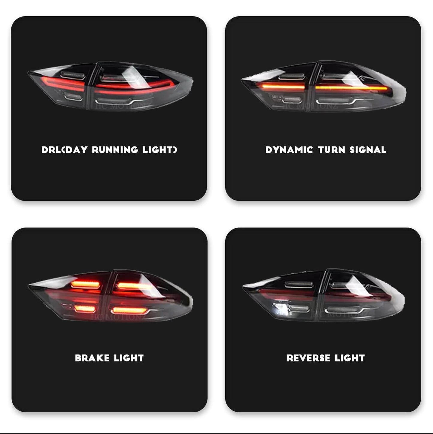 HCMOTION LED Tail Lights For Ford Fusion Mondeo 2013-2016 Dark Smoked Porsche Style 4PCS