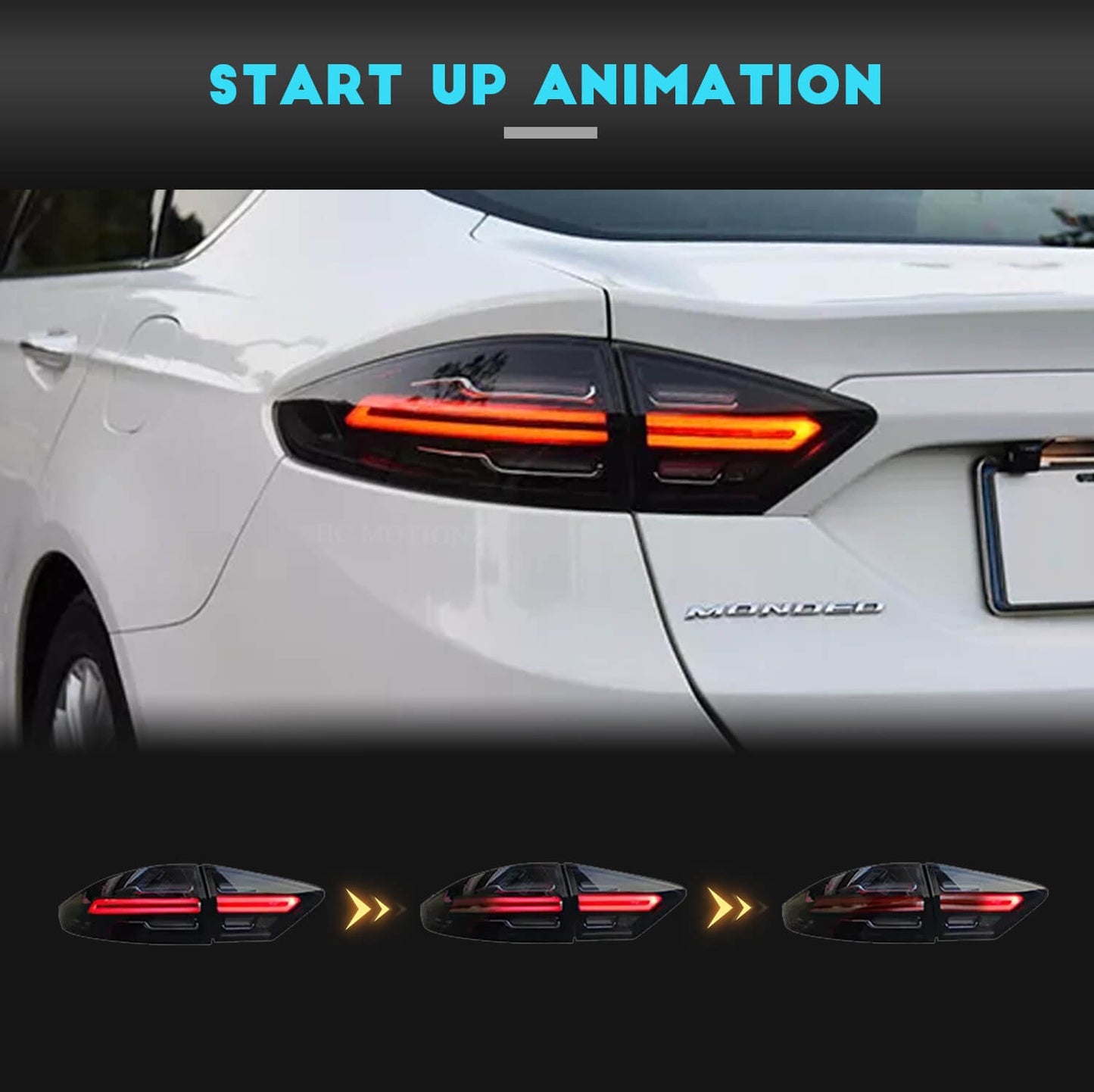 HCMOTION LED Tail Lights For Ford Fusion Mondeo 2013-2016 Dark Smoked Porsche Style 4PCS