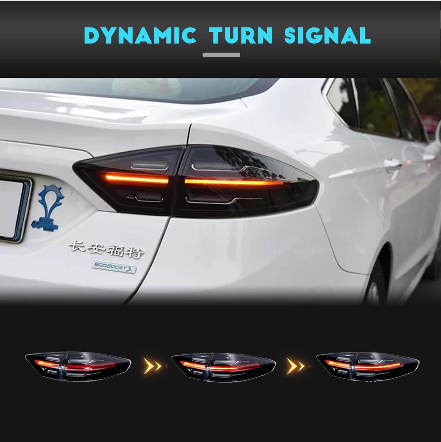 HCMOTION LED Tail Lights For Ford Fusion Mondeo 2013-2016 Dark Smoked Porsche Style 4PCS